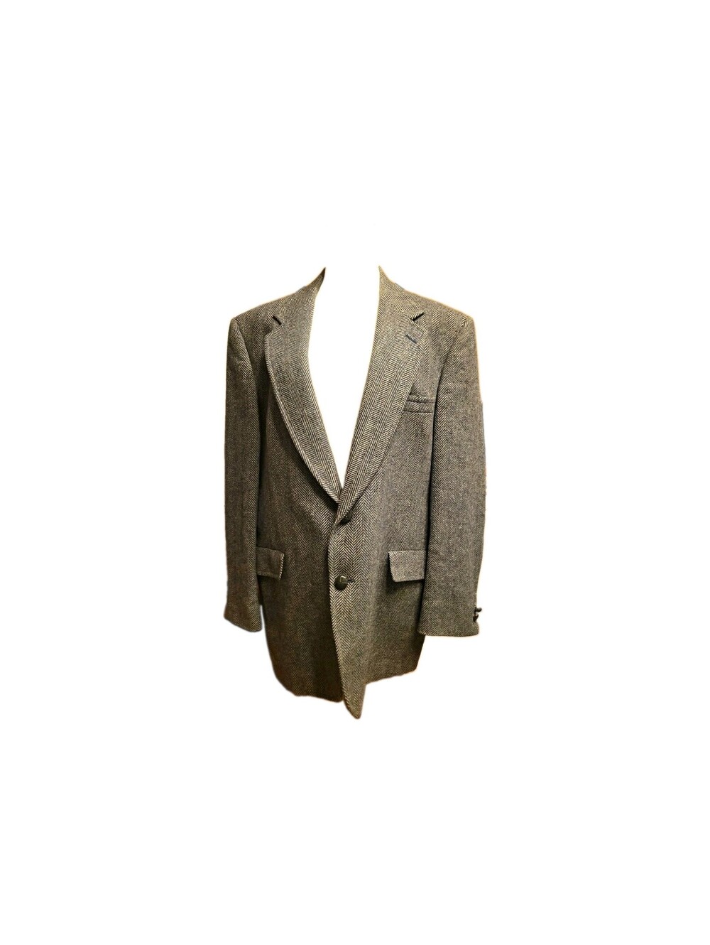 Hart Schaffner & Marx Tweed Men's 43R 38W Gray Wool Herringbone Suit Sport Coat